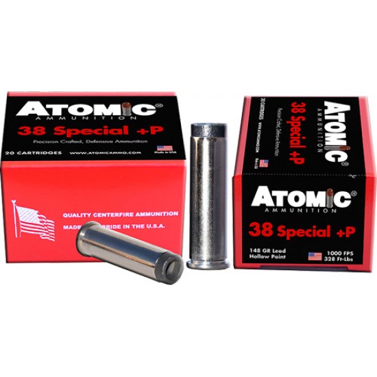 ATOMIC AMMO .38 SPECIAL +P 148GR. WC UP-SIDE-DOWN 20-PACK